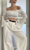 Bluzka Crop Top Długie Rękawy Boho Chic